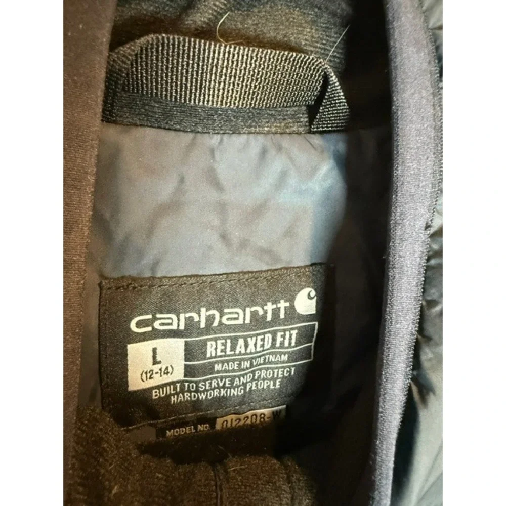 Carhartt Gilliam Quilted Jacket Navy Blue Relaxed Fit 104314 Logo Womens Large L - Picture 2 of 11